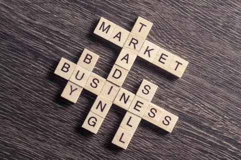 Conceptual business keywords on table with elements of game maki Foto stock