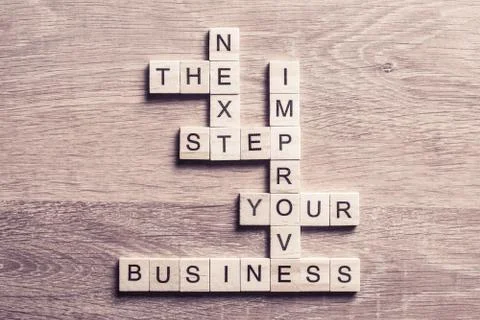 Conceptual business keywords on table with elements of game maki Stockfoto's