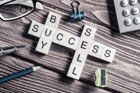 Conceptual business keywords on table with elements of game maki 스톡 사진