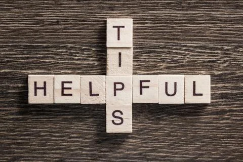 Conceptual business keywords on table with elements of game making crossword Stockfoto's