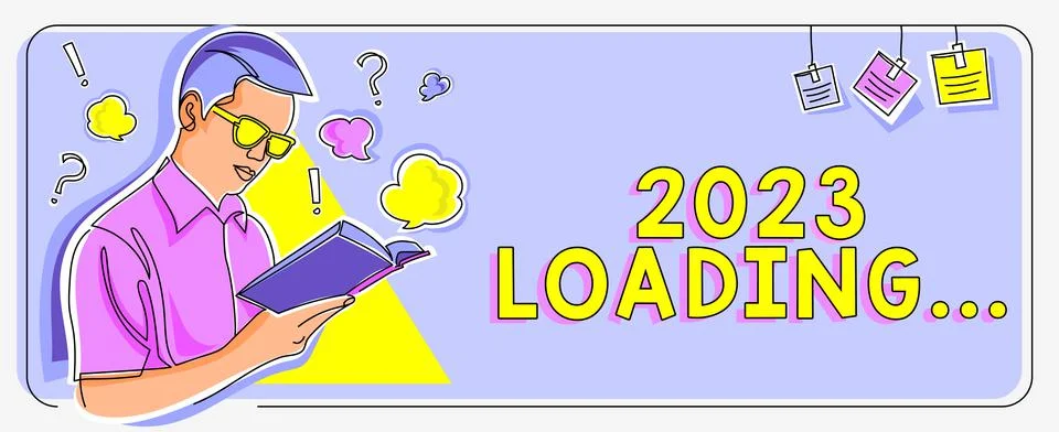 Conceptual caption 2023 Loading.... Business approach a year composed of a Stock Illustration