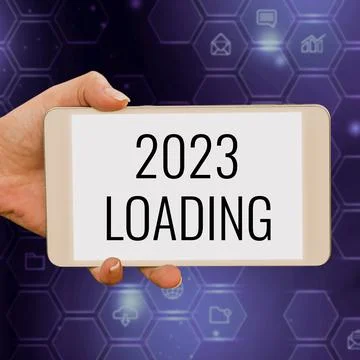 Conceptual caption 2023 Loading. Concept meaning Advertising the upcoming yea Foto stock