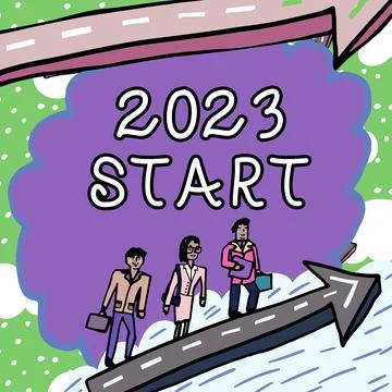 Conceptual caption 2023 Start. Word for remembering past year events main Illustration