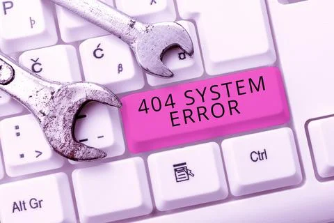 Conceptual caption 404 System Errormessage appears when website is down and cant 库存照片