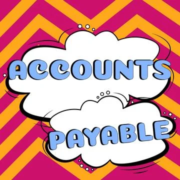 Conceptual caption Accounts Payable. Word for money owed by a business to its Stock Illustration
