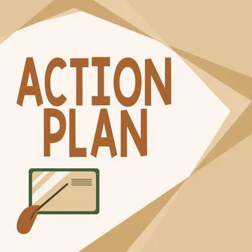 Conceptual caption Action Plan. Business concept proposed strategy or course of Illustrazione stock