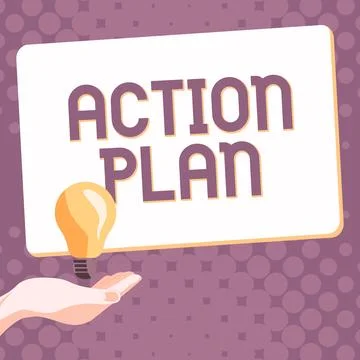 Conceptual caption Action Plan. Business showcase list of things or schedule to Stock Illustration