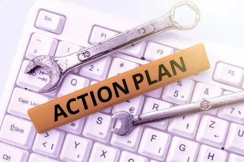 Conceptual caption Action Plan. Business concept proposed strategy or course of Stock Photos