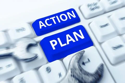 Conceptual caption Action Plan. Business idea list of things or schedule to be Foto stock