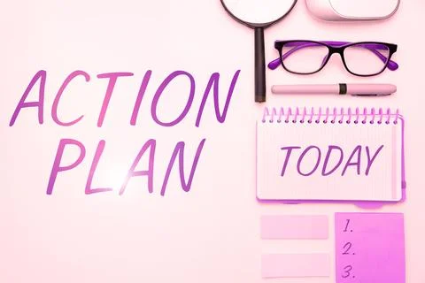 Conceptual caption Action Plan. Business idea list of things or schedule to be Foto stock
