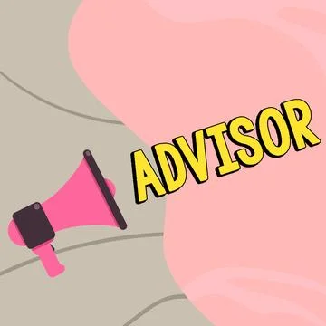 Conceptual caption Advisor. Word Written on Give advice recommendation Stock Illustration