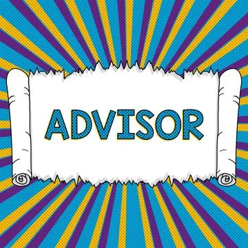 Conceptual caption Advisor. Word Written on Give advice recommendation Stock Illustration