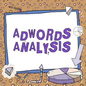 Conceptual caption Adwords Analysis. Internet Concept change in procedure Stock Illustration