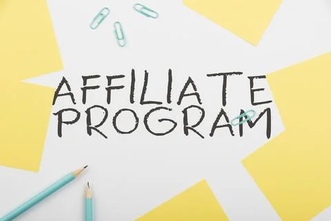 Conceptual caption Affiliate Program. Concept meaning Automated platform of two Stockfoto's