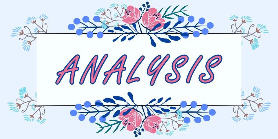 Conceptual caption Analysis. Word for process of breaking complex topic or イラスト素材