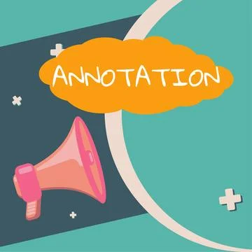Conceptual caption Annotation. Business overview note added by way of comment or Stock Illustration