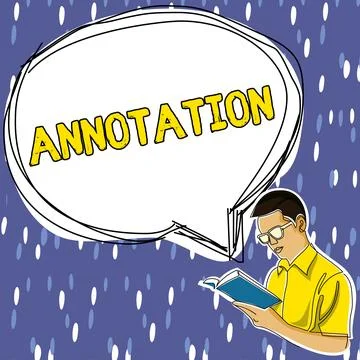Conceptual caption Annotation. Business overview note added by way of comment or Stock Illustration