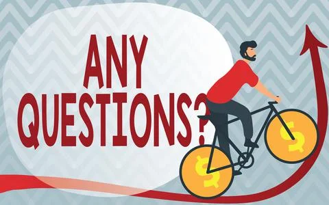 Conceptual caption Any Questions Question. Word Written on you say write order Stock Illustration