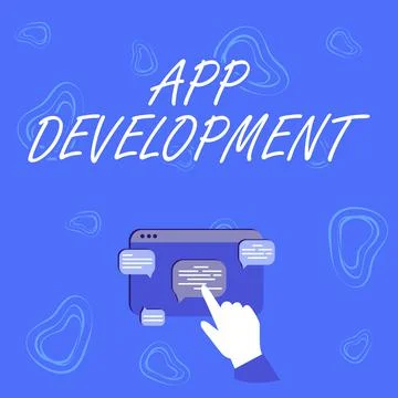 Conceptual caption App Development. Business approach Development services for Ilustración de archivo