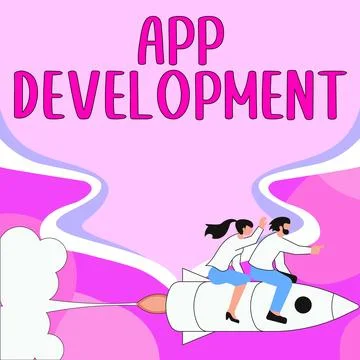 Conceptual caption App Development. Business approach Development services for Stock Illustration