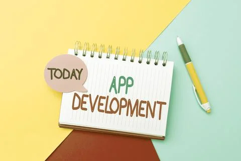 Conceptual caption App Development. Business approach the act or process by Stockfoto's