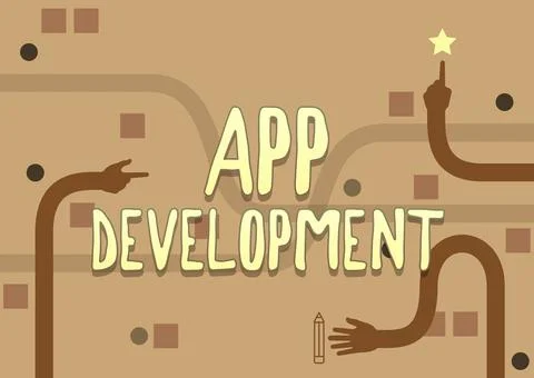 Conceptual caption App Development. Concept meaning Development services for Illustrazione stock