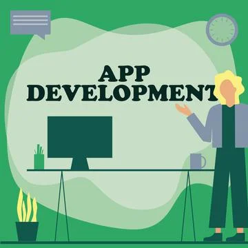 Conceptual caption App Development. Concept meaning Development services for Ilustración de archivo