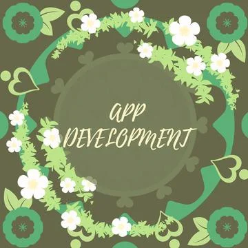 Conceptual caption App Development. Concept meaning Development services for Ilustración de archivo