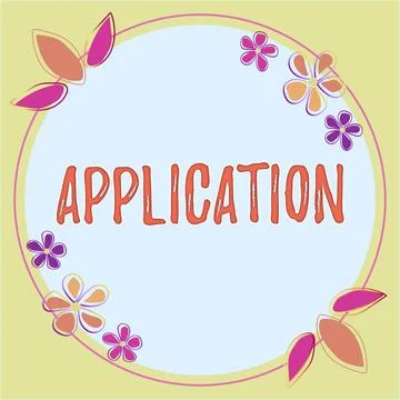 Conceptual caption Application. Word Written on an order for something formal Stock Illustration