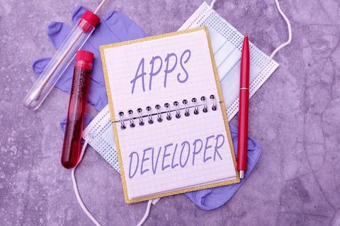 Conceptual caption Apps Developer. Business approach Graphic artist Software 库存照片