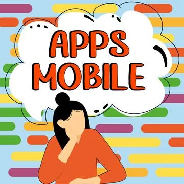 Conceptual caption Apps Mobile. Business approach computer program designed to 스톡 일러스트