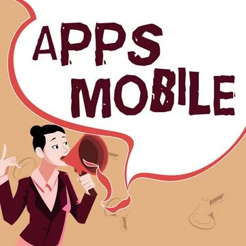 Conceptual caption Apps Mobile. Internet Concept computer program designed to Stock Illustration