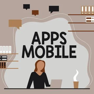 Conceptual caption Apps Mobile. Internet Concept computer program designed to Stockillustratie