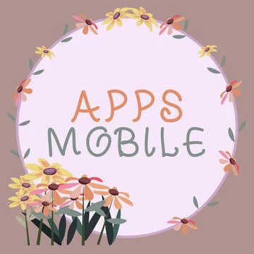 Conceptual caption Apps Mobile. Word Written on computer program designed to run Stock Illustration