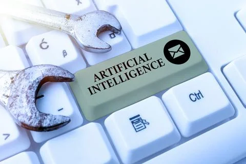Conceptual caption Artificial Intelligence. Business approach programmed to Stock Photos