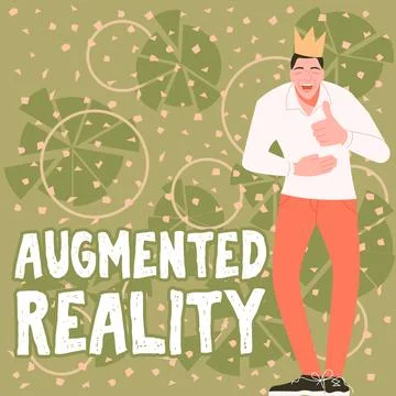 Conceptual caption Augmented Reality. Concept meaning technology that imposes Illustrazione stock