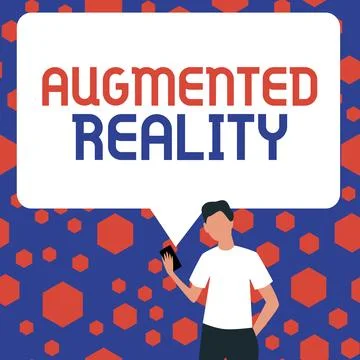 Conceptual caption Augmented Reality. Conceptual photo technology that imposes Stock-Illustration