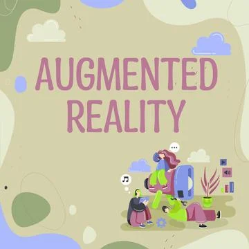 Conceptual caption Augmented Reality. Word for technology that imposes computer Stockillustratie