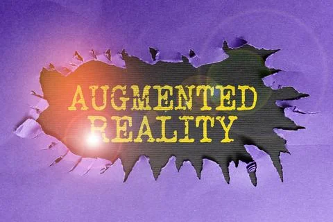 Conceptual caption Augmented Reality. Word for technology that imposes computer Foto stock