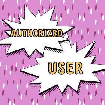Conceptual caption Authorized User. Internet Concept person granted permission Stock Illustration
