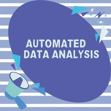Conceptual caption Automated Data Analysis. Business idea automatic decision Illustrazione stock