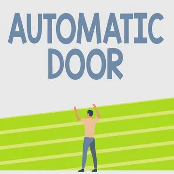 Conceptual caption Automatic Door. Business idea opens automatically when Stock Illustration