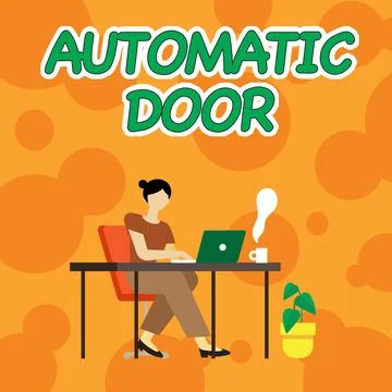 Conceptual caption Automatic Door. Conceptual photo opens automatically when Stock Illustration
