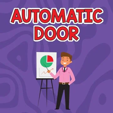 Conceptual caption Automatic Door. Internet Concept opens automatically when Stock Illustration
