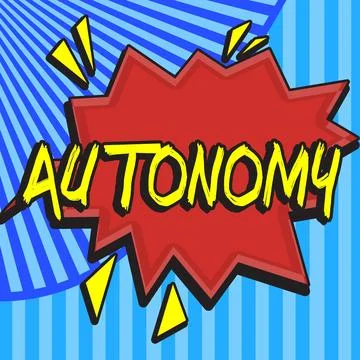 Conceptual caption Autonomy. Business idea vehicle that can guide itself without Stock Illustration
