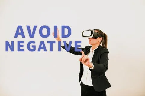 Conceptual caption Avoid Negative. Business showcase Staying away from pessim 写真素材