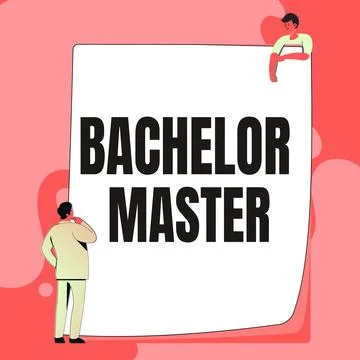 Conceptual caption Bachelor Master. Business overview An advanced degree Stock Illustration