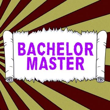 Conceptual caption Bachelor Master. Business overview An advanced degree Stock Illustration