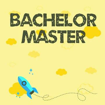 Conceptual caption Bachelor Master. Concept meaning An advanced degree completed Stock Illustration