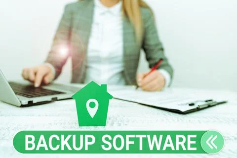 Conceptual caption Backup Software. Concept meaning create extra exact copies of Stock Photos
